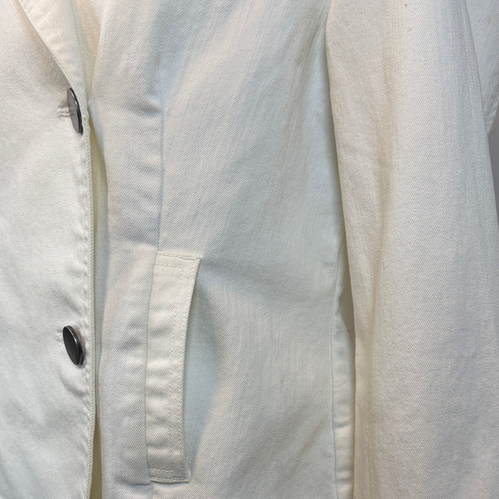 Women's Double-Breasted White Jacket With Pockets and Silver Buttons Size 8 - Picture 9 of 13